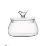 Luciano High Borosilicate 500ml Glass Sugar or Candy Pot with Bird Lid
