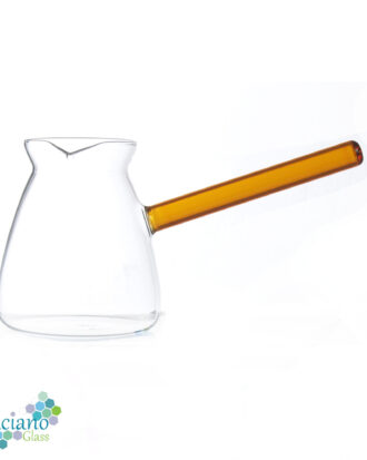 Luciano 350ml High Borosilicate Amber Handle Glass Coffee Warmer / Pot / Kettle / Turkish Kettle / Green Kettle / Milk Pot in Gift Box