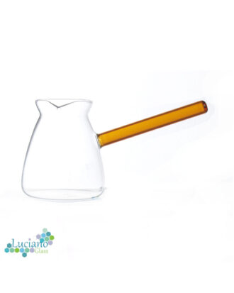 Luciano 650ml High Borosilicate Red Handle Glass Coffee Warmer / Pot / Kettle / Turkish Kettle / Green Kettle / Milk Pot in Gift Box