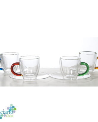 Luciano Borosilicate 4X70Ml Glass Cup With Saucer