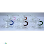 Luciano 12PC Set 6x70Ml High Borosilicate Double Wall Coffee Glass Cups with Color Handles +12Cm Saucers
