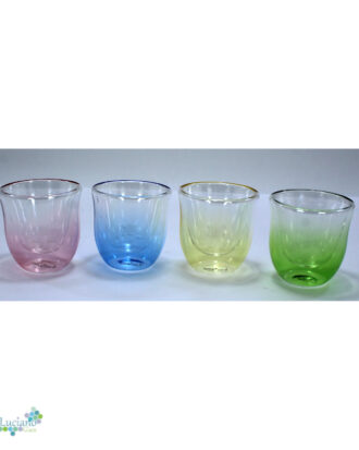 Luciano 4Pcs High Borosilicate Double Wall Cawa Color Set 70Ml