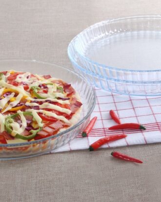 Luciano High Borosilicate Round Glass Bakeware 2 PC Set 27.7x3.5cm and 30.8x3.5cm