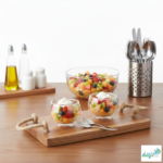 Luciano 2Pcs 300Ml Borosilicate Double Wall Glass Salad Bowl Set 1. Heat Resistant 2. Combination: 300Ml X 2Pcs 3. Packing: 2Pcs/Bubble Bag/Color Box / 12SETS/CTN