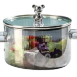 Luciano High Borosilicate Grey Glass Pot with Lid Bear Top 1350ml 16x8cm