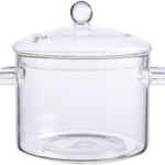 Luciano High Borosilicate Clear Glass Pot with Lid Round Top 1350ml 14x10.5cm