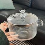 Luciano Gift Borosilicate Transparent Glass Pot with Lid Bear Top 1500ml - Image 5