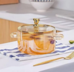 Luciano Gift Borosilicate Gold Glass Pot with Lid Bear Top 1500ml - Image 3