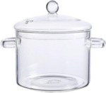 Luciano High Borosilicate Clear Glass Pot with Lid Round Top 1500ml 15x10.5cm