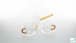 Luciano Borosilicate 6PC Yellow 2xDouble Wall Cups and Saucers with 350ml Glass Kettle and Long Handle Glass Spoon - Image 2