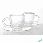 Luciano 70Ml Borosilicate Double Wall Coffee Glass Cup 2Pcs Set+12Cm Saucer 2Pcs - Image 2