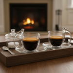 Luciano 80Ml Borosilicate Double Wall Coffee Glass Cup Bird Figurine Handle 2Pcs Set+11Cm Saucer 2Pcs