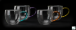 Luciano 90ml Borosilicate Double Wall Glass 4PC Cup with Color Handles in Gift Box - Image 3
