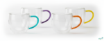 Luciano 90ml Borosilicate Double Wall Glass 4PC Cup with Color Handles in Gift Box - Image 5