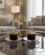 Luciano Stripe High Borosilicate 90ml Single Wall Coffee Cup with Saucer 4pc set