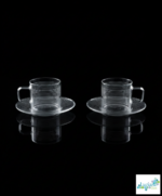 Luciano Stripe High Borosilicate 90ml Single Wall Coffee Cup with Saucer 4pc set - Image 3