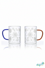 Luciano Gift Borosilicate Single Wall Glass Mug Set (red and blue handles) 400ml x 2 Color Box - Image 2
