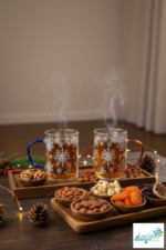 Luciano Gift Borosilicate Single Wall Glass Mug Set (red and blue handles) 400ml x 2 Color Box - Image 3