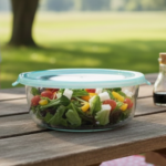 LUC High borosilicate Round glass container with easy snap lid 950ml (17.2x6.5cm)