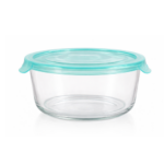 LUC High borosilicate Round glass container with easy snap lid 950ml (17.2x6.5cm) - Image 2
