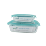 Luciano High Borosilicate Rectangular Glass Food Container with easy snap lid 370ml and 1040ml 2PC Set 350x320x290mm / 450x323x220mm - Image 2