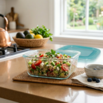 Luciano High Borosilicate Square Glass Food Container with easy snap lid 1200ml 17.5x17.5x6.5cm