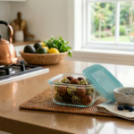 Luciano High Borosilicate Square Glass Food Container with easy snap lid 520ml 13x13x5.6cm