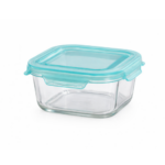 Luciano High Borosilicate Square Glass Food Container with easy snap lid 520ml 13x13x5.6cm - Image 4