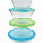 Luciano High Borosilicate Round  Glass mixing bowl 4sets with PP lid (800ml 15x8cm / 1000ml 17x8.9cm / 1600ml 19x9.6cm / 2100ml 21x10.3cm)