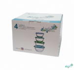 Luciano High Borosilicate Round  Glass mixing bowl 4sets with PP lid (800ml 15x8cm / 1000ml 17x8.9cm / 1600ml 19x9.6cm / 2100ml 21x10.3cm) - Image 3