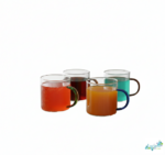 Luciano High Borosilicate Round Glass Cup set with color handles 4pc set 350ml - Image 2