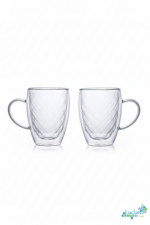 Luciano Diamond Borosilicate Double Wall Glass Mug Set 350ml x 2 Color Box - Image 2