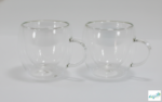 Luciano High Borosilicate Round Glass Espresso Double Wall Glass cups with handles 80ml  - 2pc set - Image 2