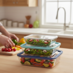 Luciano High Borosilicate Rectangular Glass Storage Container Set with Glass Lid 700ml (19x13.9x4.5) 1400ml (21.9x17x6) 2600ml (24.6x19.9x7.7)