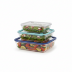 Luciano High Borosilicate Rectangular Glass Storage Container Set with Glass Lid 700ml (19x13.9x4.5) 1400ml (21.9x17x6) 2600ml (24.6x19.9x7.7) - Image 2
