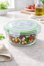 Luciano High Borosilicate Round Glass Food Container with Vent Lid 950ml 17.9x7.6cm