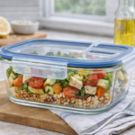 Luciano High Borosilicate Square Glass Food Container with Vent Lid 1200ml