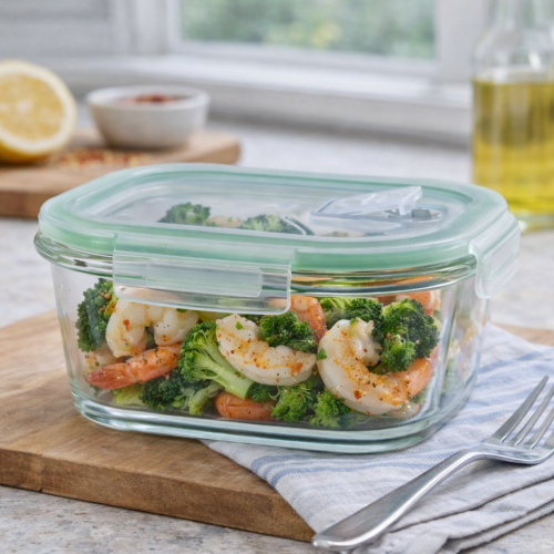 LUCKS800.png Luciano High Borosilicate Square Glass Food Container with Vent Lid 800ml - Image 1