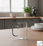 Luciano 270ml High Borosilicate Single Wall Square Glass Cup with Black Handle White Box