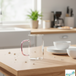 Luciano 270ml High Borosilicate Single Wall Square Glass Cup with Pink Handle White Box