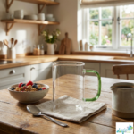 Luciano 270ml High Borosilicate Single Wall Square Glass Cup with Green Handle White Box