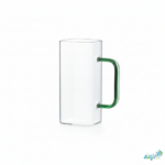 Luciano 350ml High Borosilicate Single Wall Square Glass Cup with Green Handle White Box - Image 2