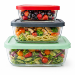 Luciano High Borosilicate Square Glass Storage Bakeware 3sets with PE Lid ?Nested design 14.7x14.7x4.4 / 14.7x17.7x5.4 / 20.7x20.7x6.4? - Image 2